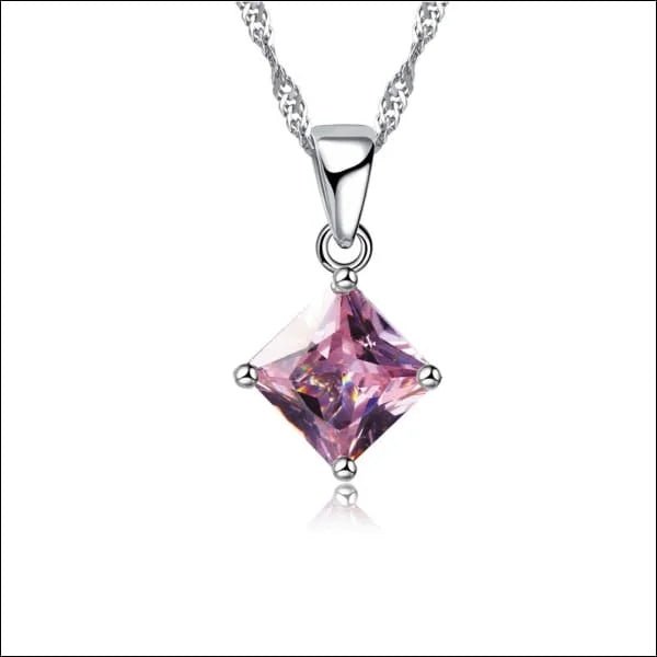 Ruitvormige Zirkonia Halsketting voor Dames - Roze - Dames