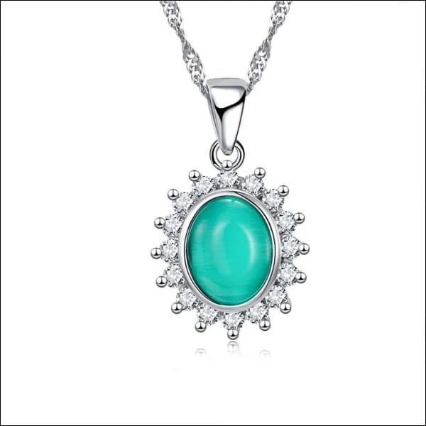 Zilveren Dames Ketting met Cat&acirc;&euro;&trade;s Eye steen - Groen - Dames