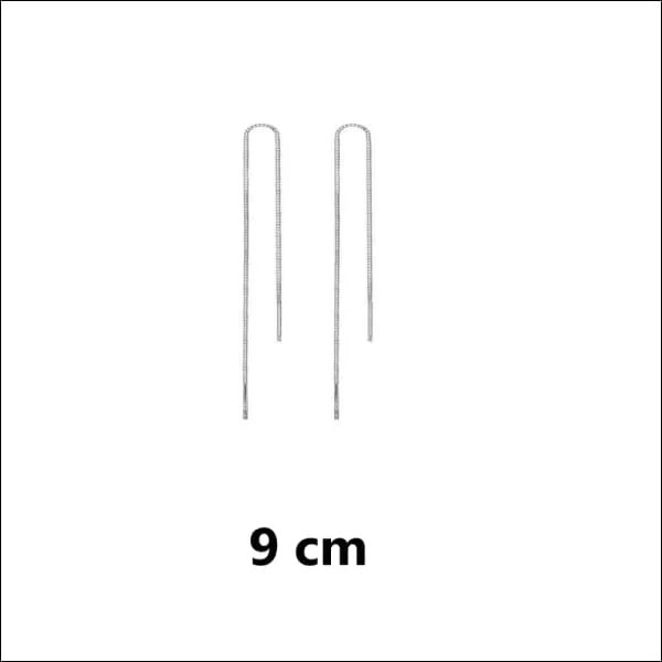 Zilveren Doortrek Oorbellen met ketting - 14cm -
