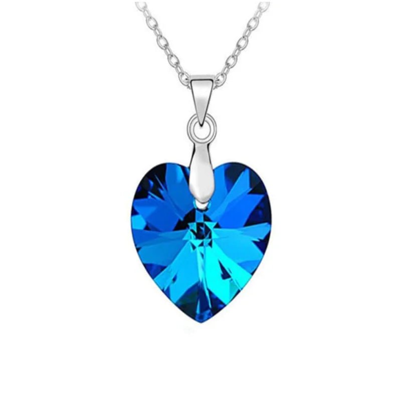 Zilveren damesketting met kristallen hartje - Lila - Dames