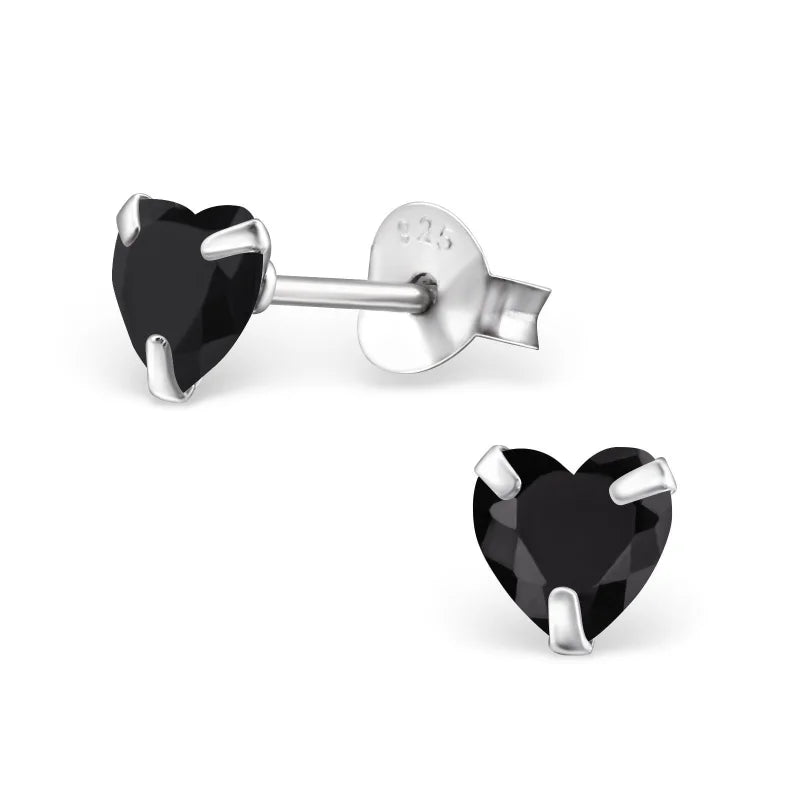 925 Zilveren Zirkonia Oorbellen Luxe - Sprankelende Oorstekers - 5mm / Zwart -
