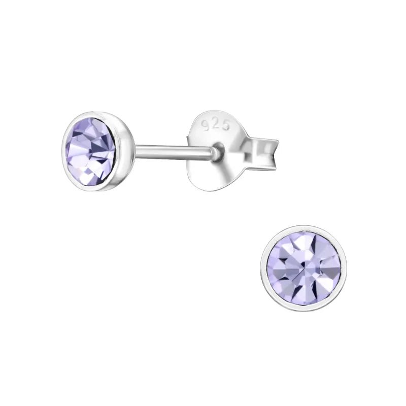 Zilveren Oorbellen met Kristal 4mm - Licht saffier -