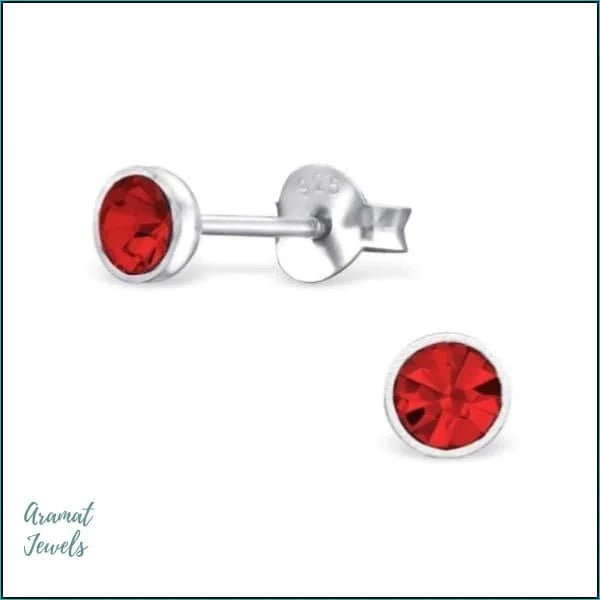 Zilveren Oorbellen met Kristal 4mm - Licht saffier -