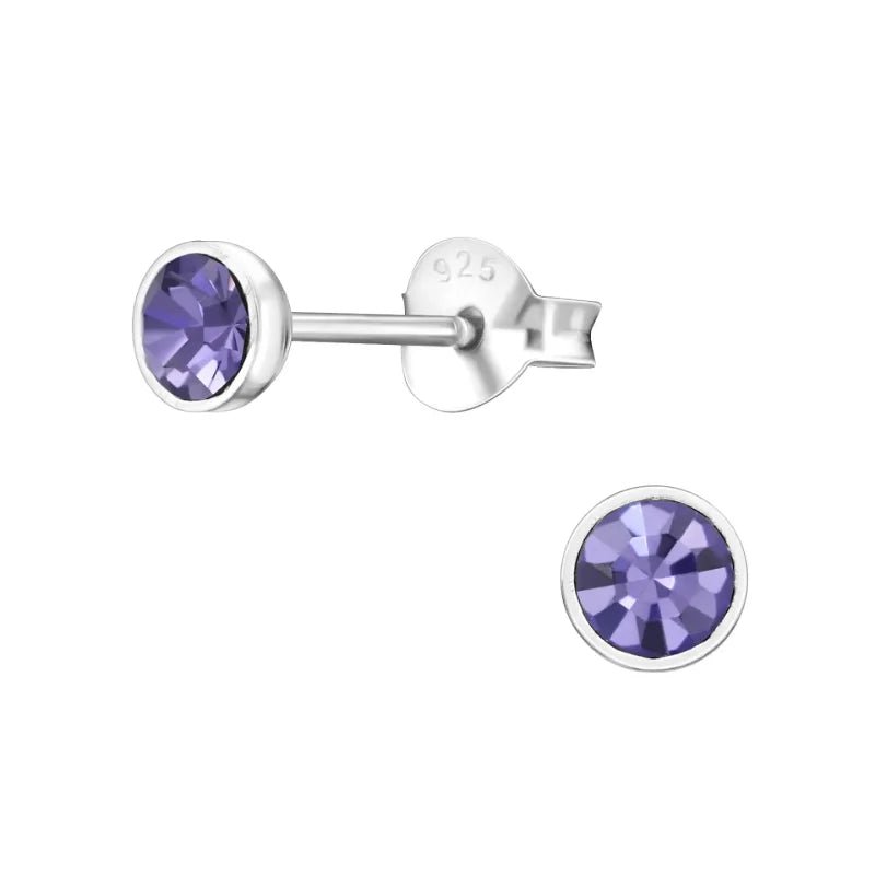 Zilveren Oorbellen met Kristal 4mm - Licht saffier -
