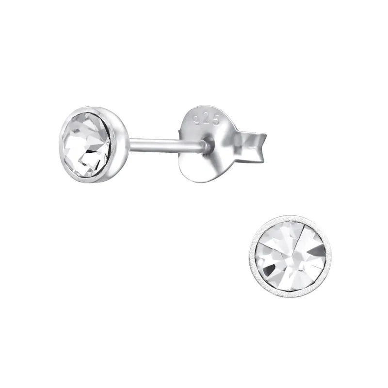 Zilveren Oorbellen met Kristal 4mm - Transparant -