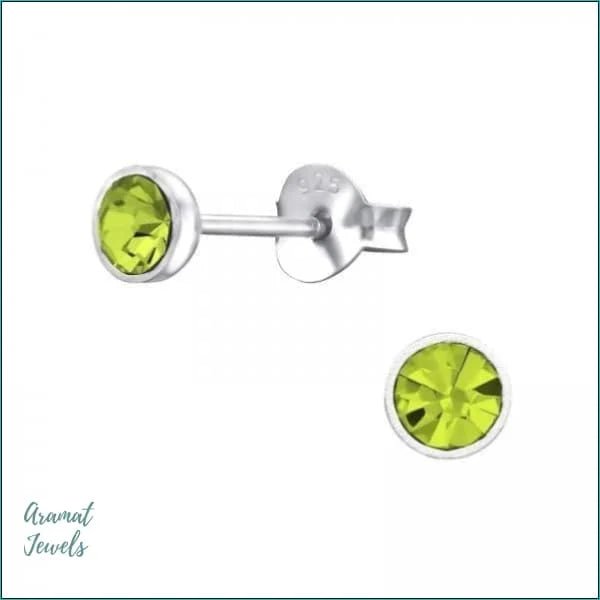 Zilveren Oorbellen met Kristal 4mm - Licht groen - Unisex