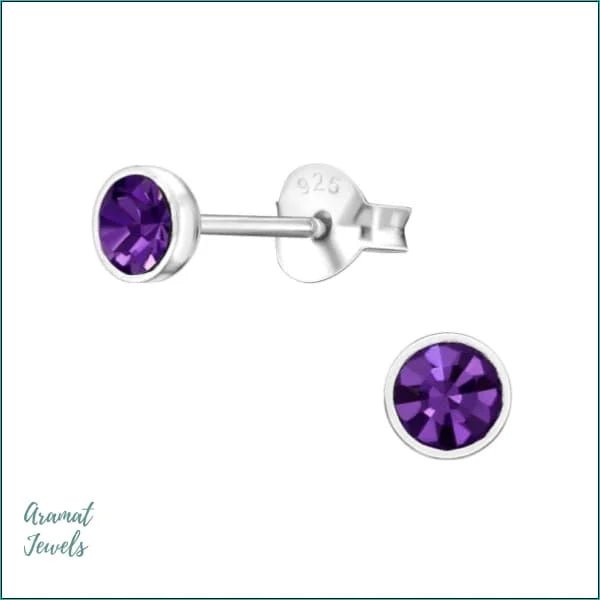 Zilveren Oorbellen met Kristal 4mm - Licht Rood -