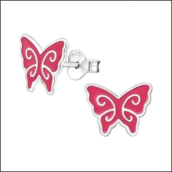 925 Zilveren Vlinder Oorbellen 8mm Kinderen - Vlindertjes Oorstekers - Roze-10x8mm - Unisex