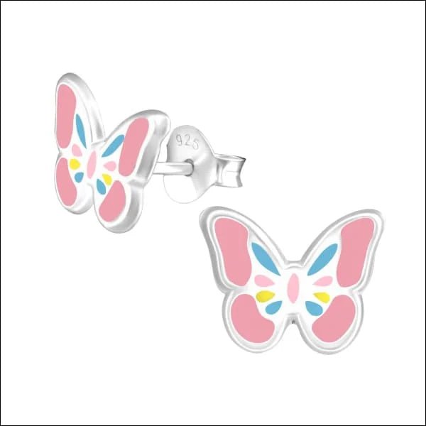 925 Zilveren Vlinder Oorbellen 8mm Kinderen - Vlindertjes Oorstekers - Roze-8x10mm -