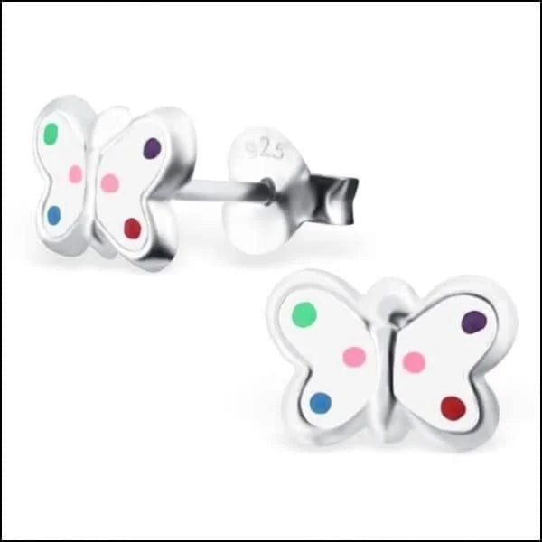 925 Zilveren Vlinder Oorbellen 8mm Kinderen - Vlindertjes Oorstekers - Roze-8x10mm -
