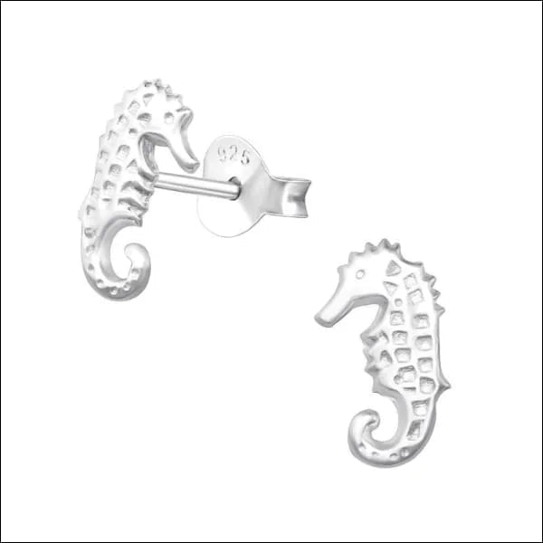 Zilveren Kinder Oorbellen Zeepaardje - Geoxideerd / 10 x 6 mm -