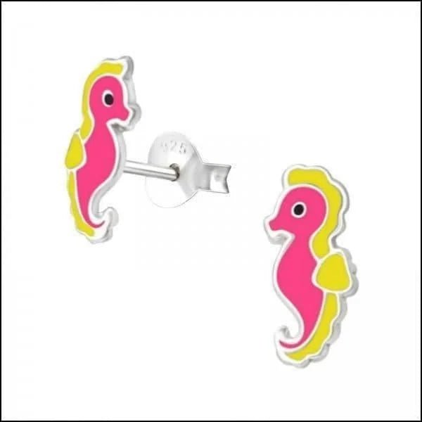 Zilveren Kinder Oorbellen Zeepaardje - Multikleurig / 10 x 5 mm -