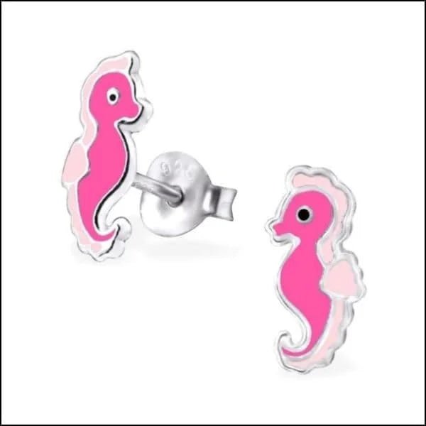 Zilveren Kinder Oorbellen Zeepaardje - Geoxideerd Transparant / 9 x 8 mm -