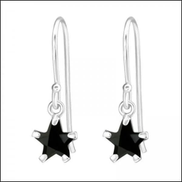 Zilveren Ster Oorhangers met Zirkonia - Lila -