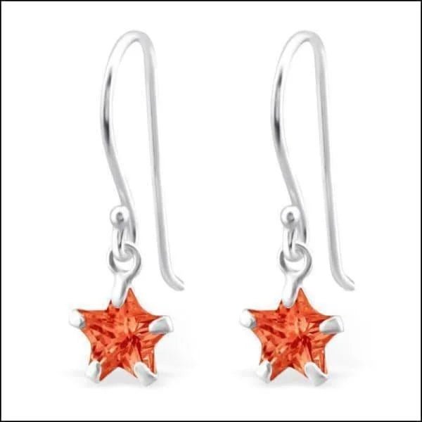 Zilveren Ster Oorhangers met Zirkonia - Geel -