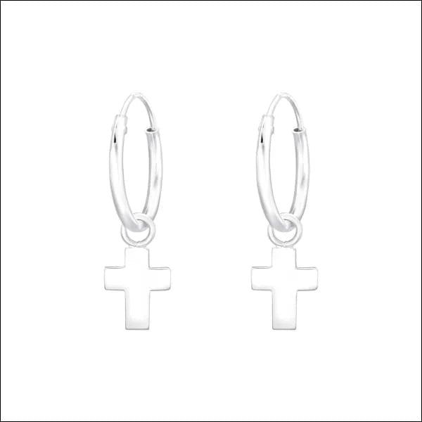 925 Zilveren Kinder Oorringen 10mm Diverse Modellen - Meisje Hoops - Kruisje-7x6mm -