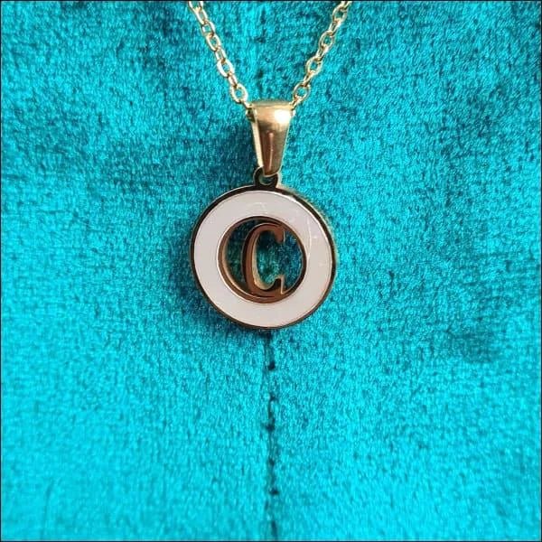 Initiaal Ketting Goudkleur met Schelp Inlay 45cm - Personaliseerbaar - D - Dames