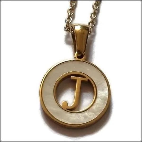Initiaal Ketting Goudkleur met Schelp Inlay 45cm - Personaliseerbaar - J - Dames