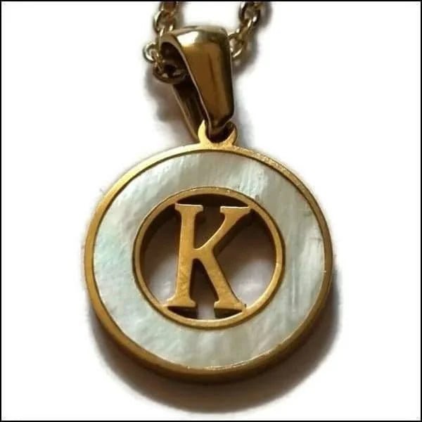Initiaal Ketting Goudkleur met Schelp Inlay 45cm - Personaliseerbaar - K - Dames