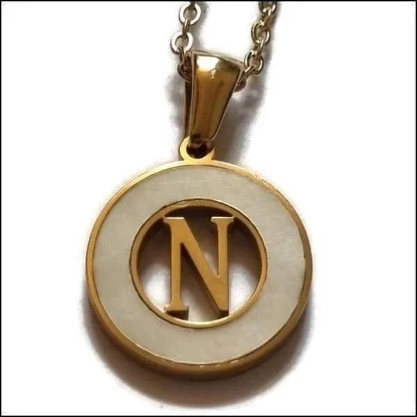 Initiaal Ketting Goudkleur met Schelp Inlay 45cm - Personaliseerbaar - N - Dames