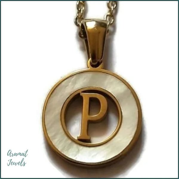 Initiaal Ketting Goudkleur met Schelp Inlay 45cm - Personaliseerbaar - P - Dames