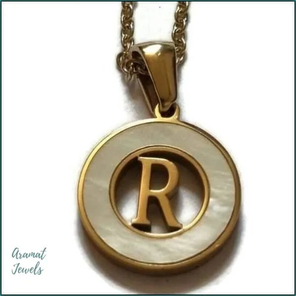 Initiaal Ketting Goudkleur met Schelp Inlay 45cm - Personaliseerbaar - R - Dames
