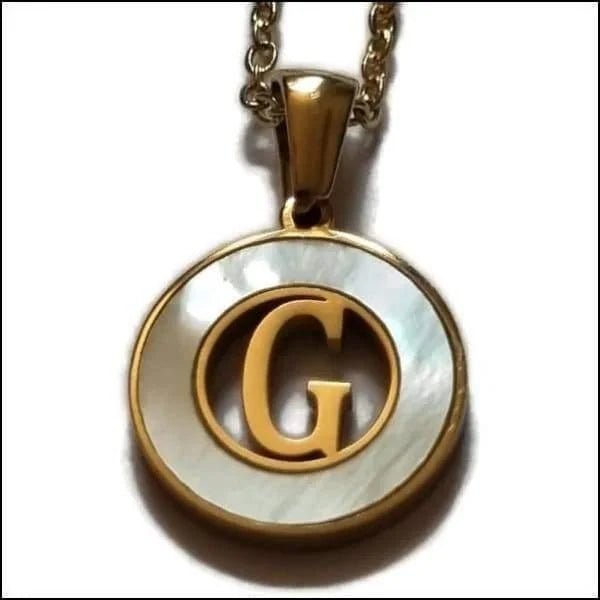 Initiaal Ketting Goudkleur met Schelp Inlay 45cm - Personaliseerbaar - U - Dames
