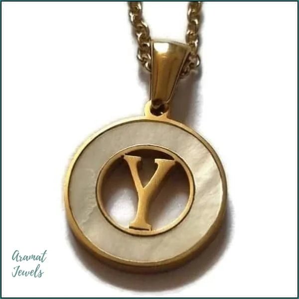 Initiaal Ketting Goudkleur met Schelp Inlay 45cm - Personaliseerbaar - Y - Dames