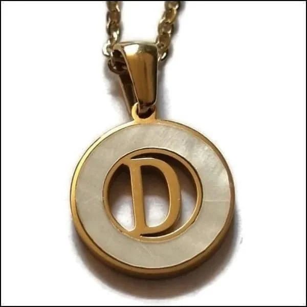 Initiaal Ketting Goudkleur met Schelp Inlay 45cm - Personaliseerbaar - W - Dames