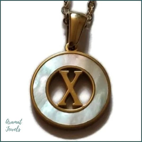 Initiaal Ketting Goudkleur met Schelp Inlay 45cm - Personaliseerbaar - X - Dames