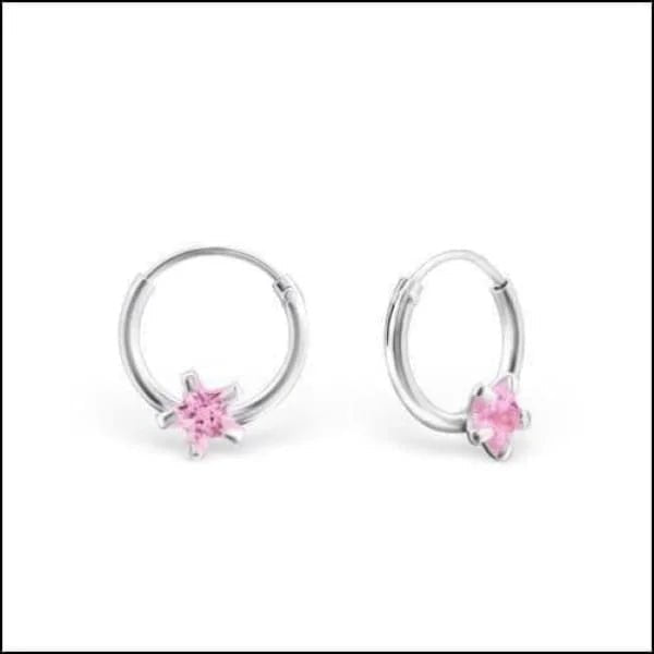 Ster Zirkonia Kinder Oorringetjes - Roze -