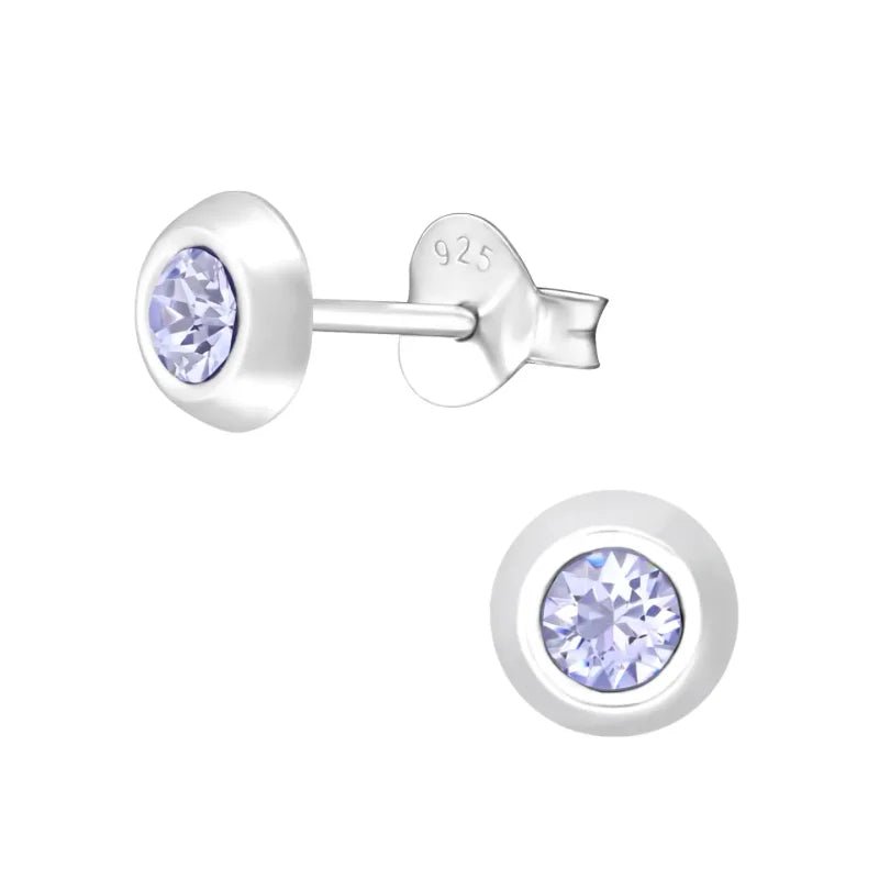Zilveren Kristal Oorbellen - Subtiel en Elegant - 5mm / Lila -