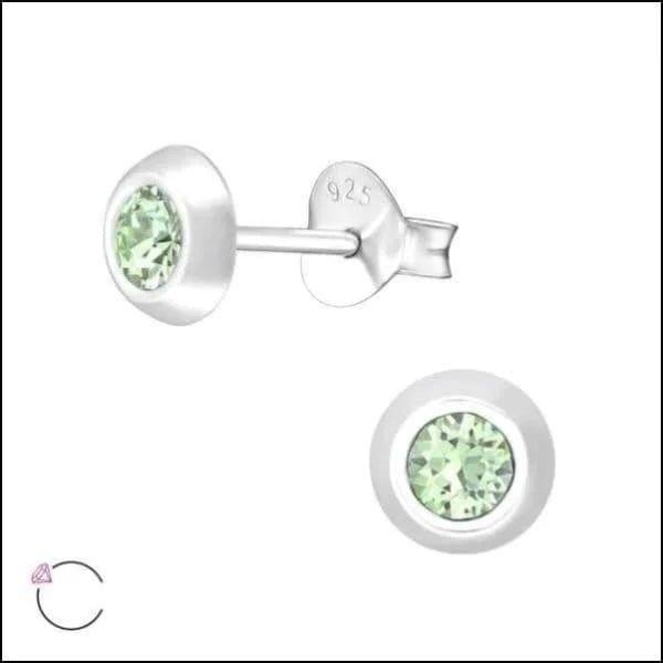 Zilveren Kristal Oorbellen - Subtiel en Elegant - 5mm / Licht Groen -
