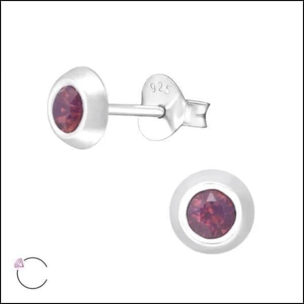 Zilveren Kristal Oorbellen - Subtiel en Elegant - 5mm / Paars -