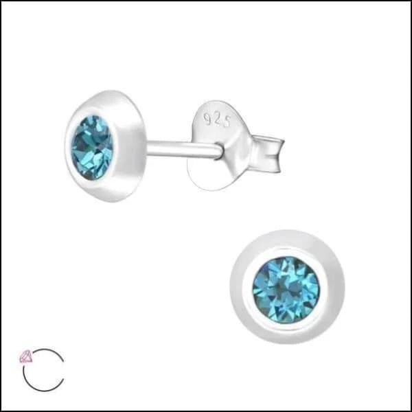 Zilveren Kristal Oorbellen - Subtiel en Elegant - 5mm / Blauw 2 -