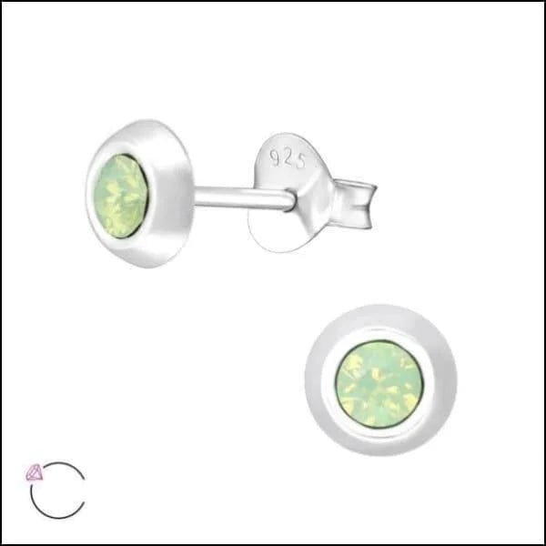 Zilveren Kristal Oorbellen - Subtiel en Elegant - 5mm / Licht Groen 2 -