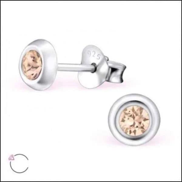 Zilveren Kristal Oorbellen - Subtiel en Elegant - 5mm / Zalm -
