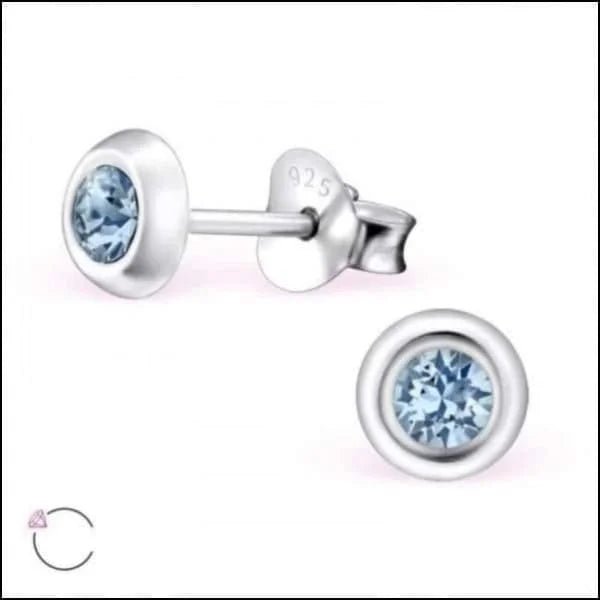 Zilveren Kristal Oorbellen - Subtiel en Elegant - 5mm / Blauw 4 -