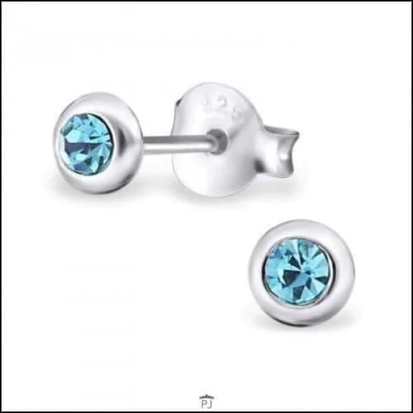 Zilveren Kristal Oorbellen - Subtiel en Elegant - 4mm / Aqua Blauw -