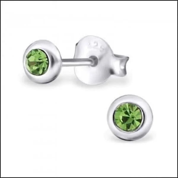 Zilveren Kristal Oorbellen - Subtiel en Elegant - 4mm / Peridot Groen -