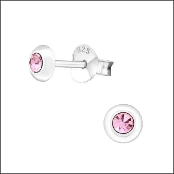 Zilveren Kristal Oorbellen - Subtiel en Elegant - 4mm / Licht Roze -