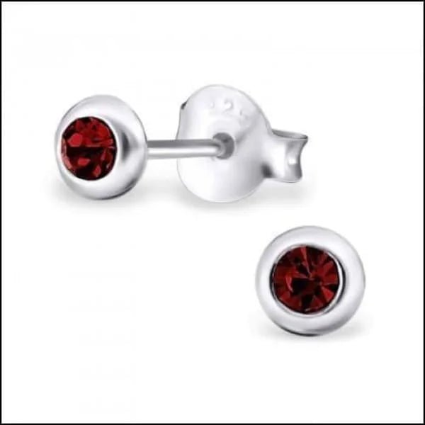 Zilveren Kristal Oorbellen - Subtiel en Elegant - 4mm / Rood -