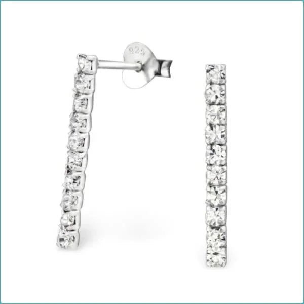 Geometrische Zilveren Oorbellen - Zirkonia-18x2mm -