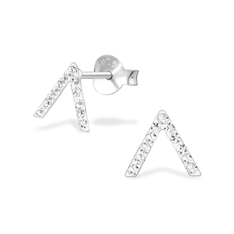 Geometrische Zilveren Oorbellen - V-bar-8x7mm -