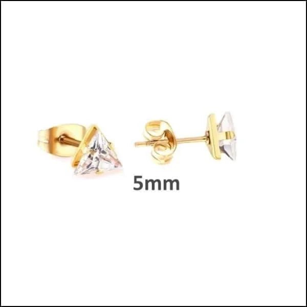 RVS Zweerknopjes Driehoek Zirkonia  - Geometrische Studs - Zilverkleurig / 4 mm / Geel -