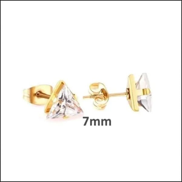 RVS Zweerknopjes Driehoek Zirkonia  - Geometrische Studs - Zilverkleurig / 5 mm / Groen -