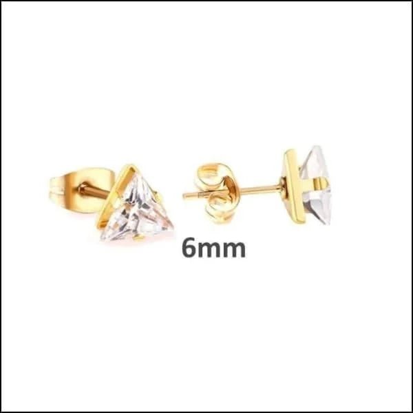RVS Zweerknopjes Driehoek Zirkonia  - Geometrische Studs - Zilverkleurig / 3 mm / Olijf Groen -