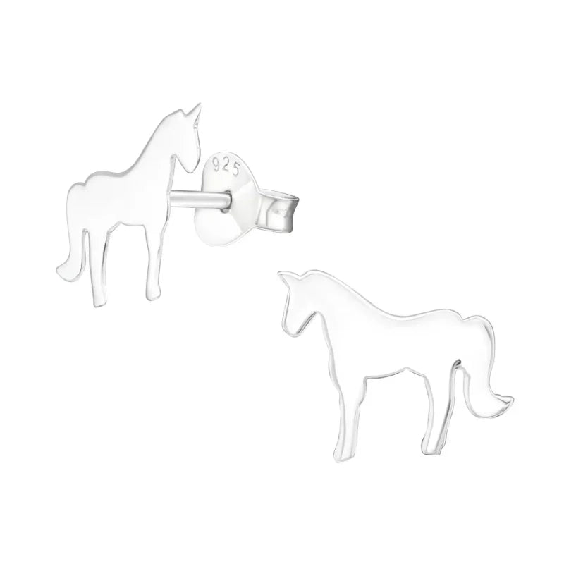 925 Zilveren Eenhoorn Oorbellen 7mm Meisje - Unicorn Studs - Zilver - Unisex