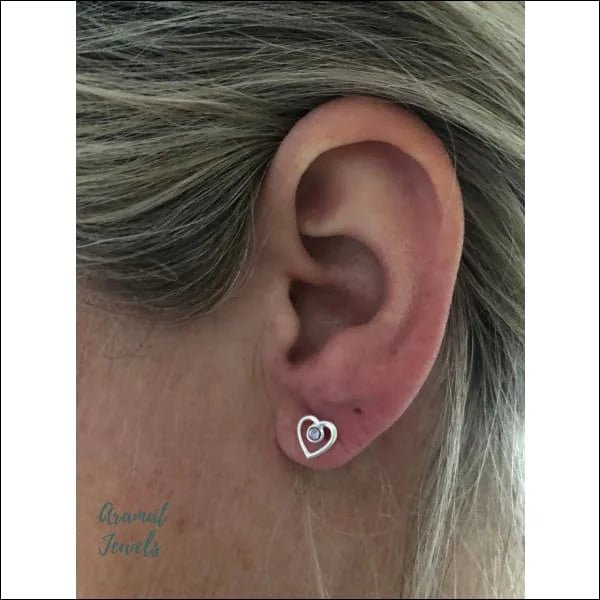925 Zilveren Hartjes Oorbellen Emaille Diverse Kleuren - Hart Oorstekers - Zilver/Kristal Roze-7mm -