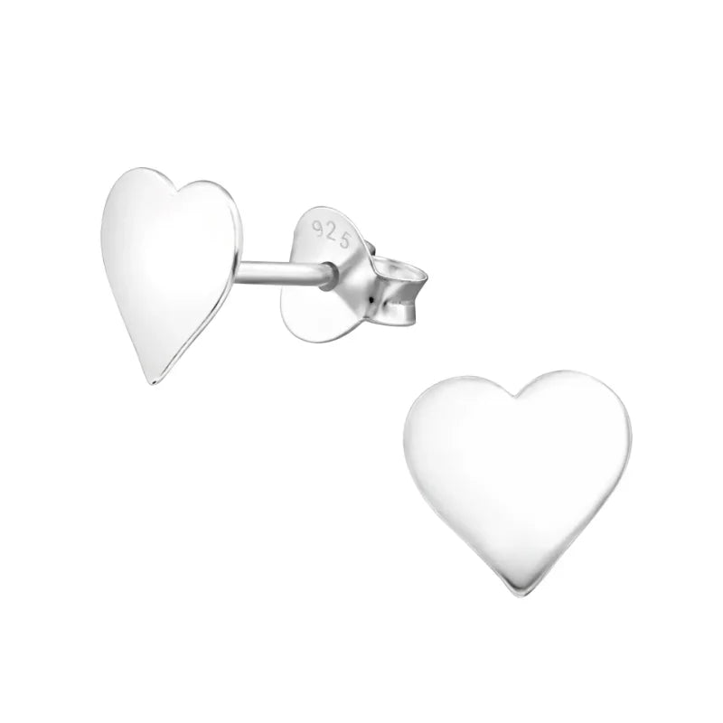 925 Zilveren Hartjes Oorbellen Emaille Diverse Kleuren - Hart Oorstekers - Zilver glad-6mm -